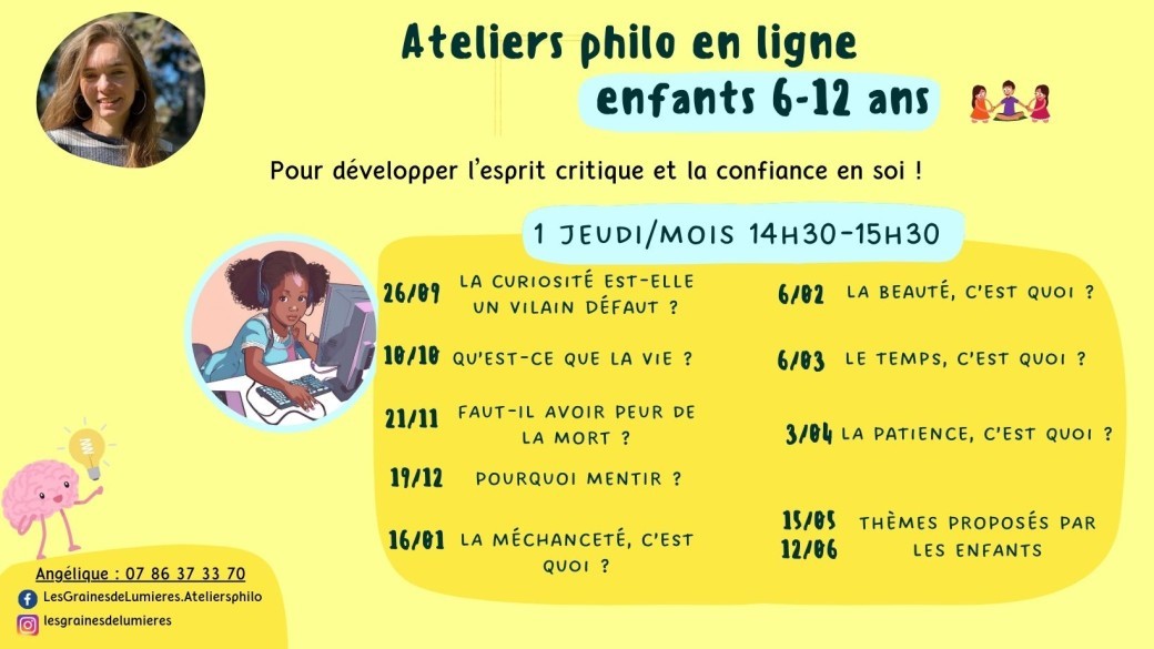 Atelier philo en ligne enfants 6 à 12 ans (jeudi)