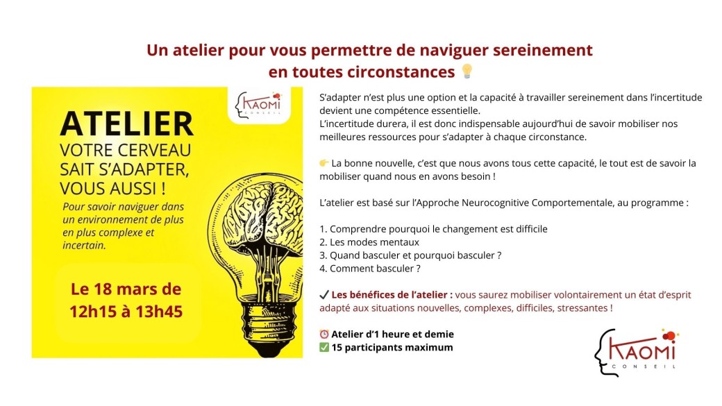 Atelier "Votre cerveau sait s'adapter, vous aussi !"