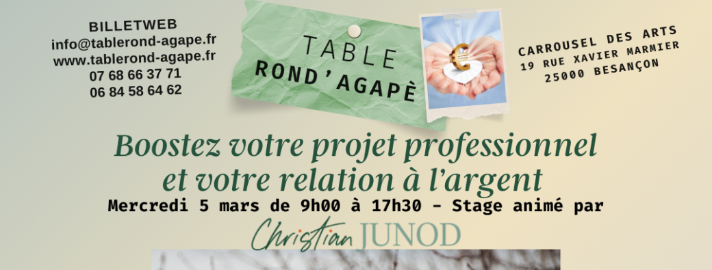 Boostez votre projet professionnel et votre relation à l’argent avec Christian JUNOD