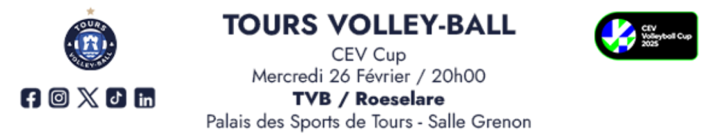 CEV TOURS VB - KNACK ROESELARE à 20h00