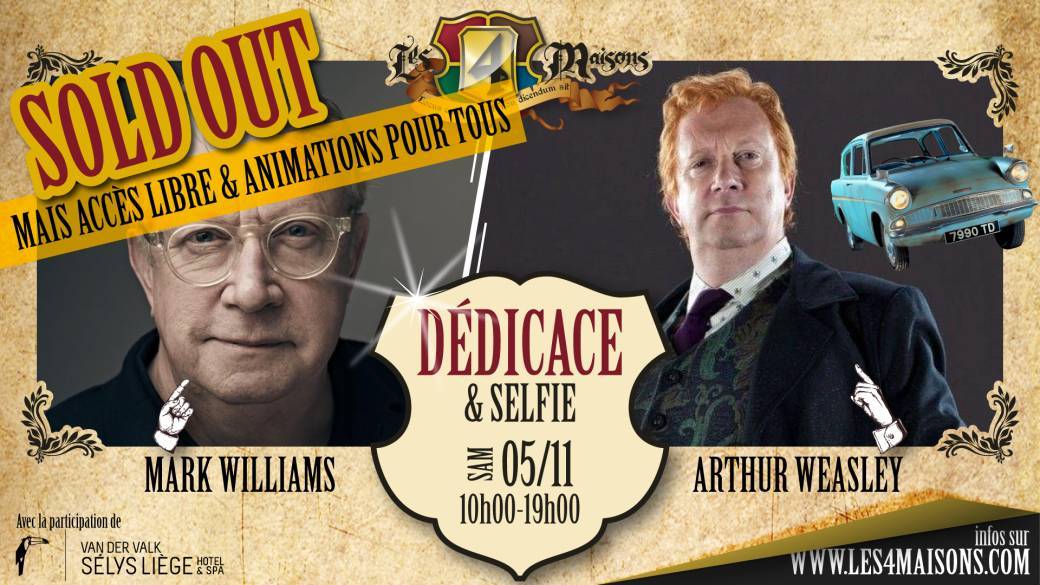 Dédicace Mark Williams aka Arthur Weasley dans Harry Potter chez Les 4 Maisons Liège