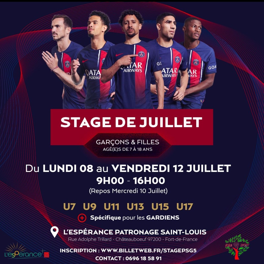 SCHOOL Stage Juillet 2024 Paris Saint-Germain Academy Martinique