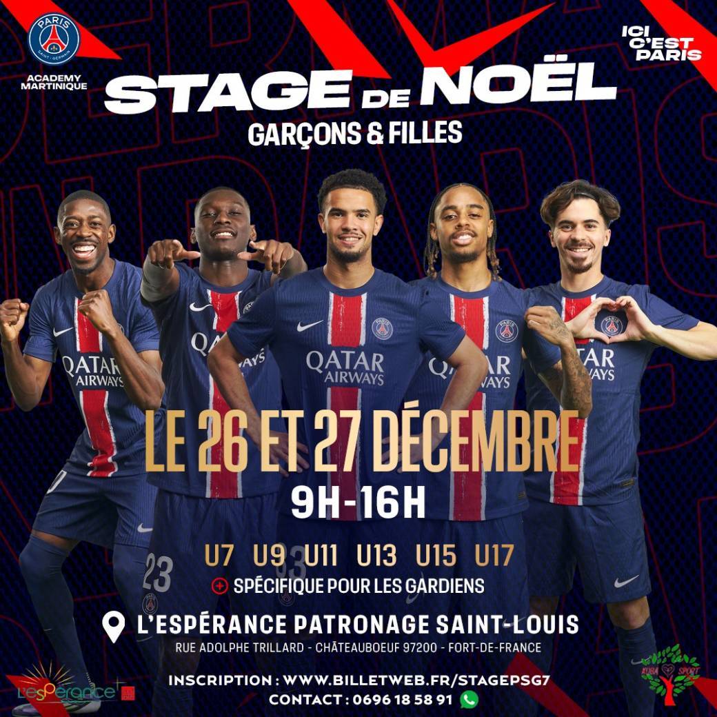 SCHOOL Stage de Noël 2024 Paris Saint-Germain Academy Martinique