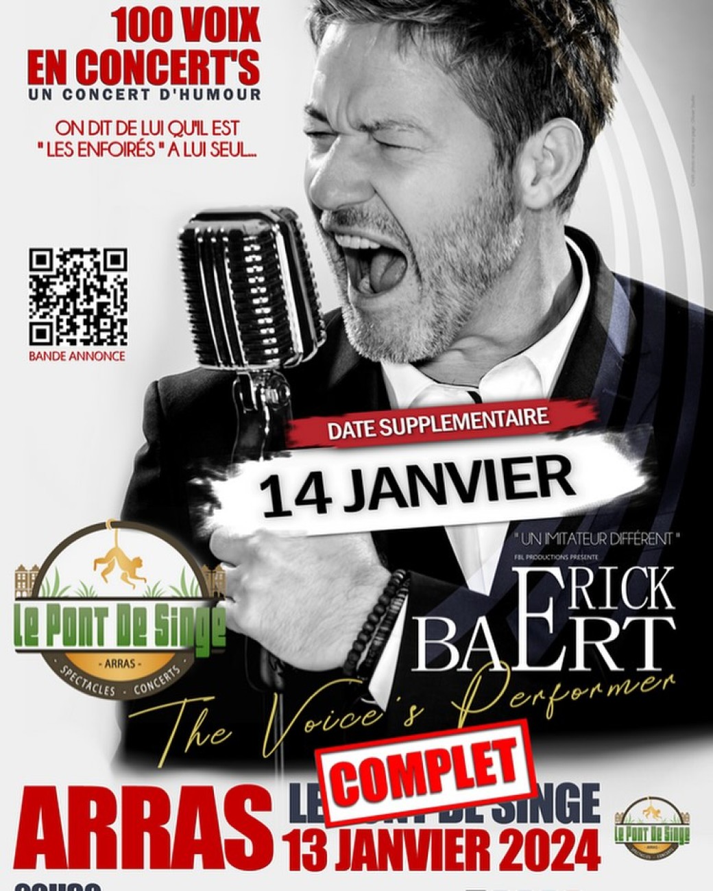 Tickets : Erick Baert "The Voice's Performer" COMPLET LE SAMEDI - Billetweb